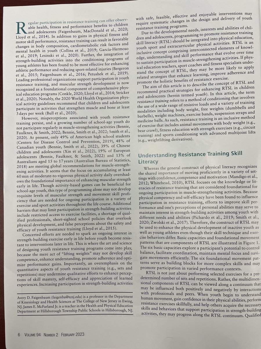 SupVolpe's tweet photo. @Raider_SC Earlier this year, HHS teacher, Jim McFarland, was once again published in JOPERD for his work in developing resistance training skill literacy in youth.  Congrats! https://t.co/gqtbI4HVuH