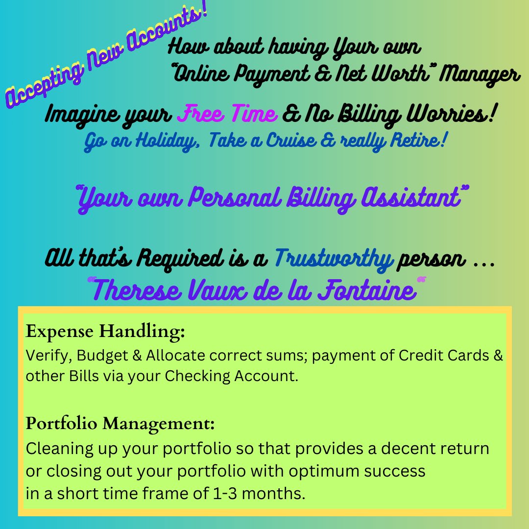 #OnlineAssistant #PersonalAssistant #Expensehandling #billmanagement #portfolio