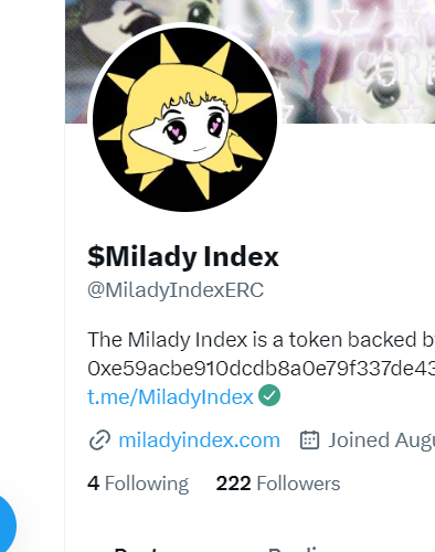 MiladyIndexERC's tweet photo. $Milady Index is angelpilled https://t.co/lcyns8tC6n