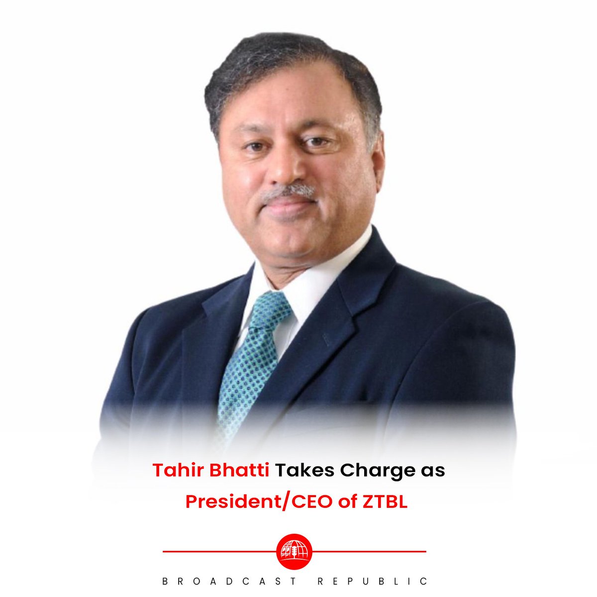 Tahir Yaqoob Bhatti has taken the helm as the President/CEO of Zarai Taraqiati Bank Ltd (ZTBL).  🌾

#BroadcastRepublic #BankingLeadership #ZaraiTaraqiatiBank #AgriculturalFinance #CEO #President #TahirYaqoob