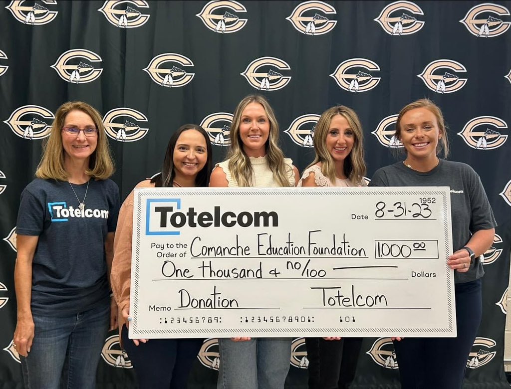 TotelcomLLC's tweet photo. We are proud to sponsor the Comanche Education Foundation! ✏️📚 https://t.co/3N3GHbyi1a