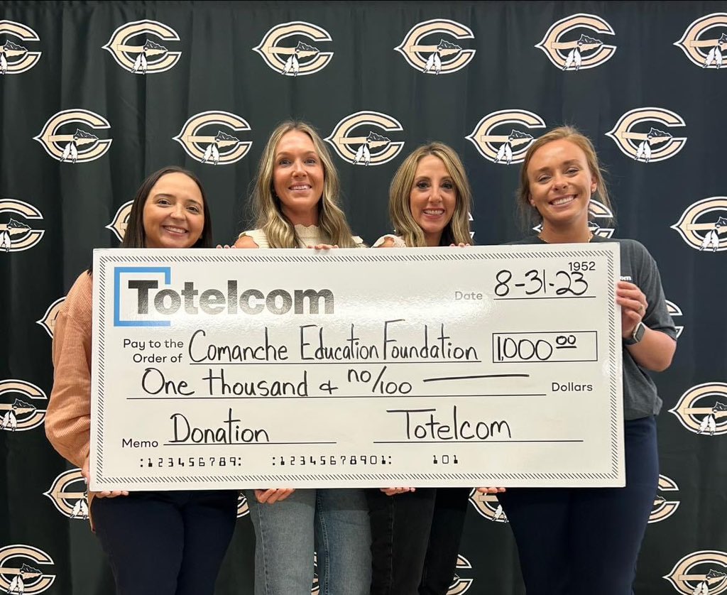 TotelcomLLC's tweet photo. We are proud to sponsor the Comanche Education Foundation! ✏️📚 https://t.co/3N3GHbyi1a