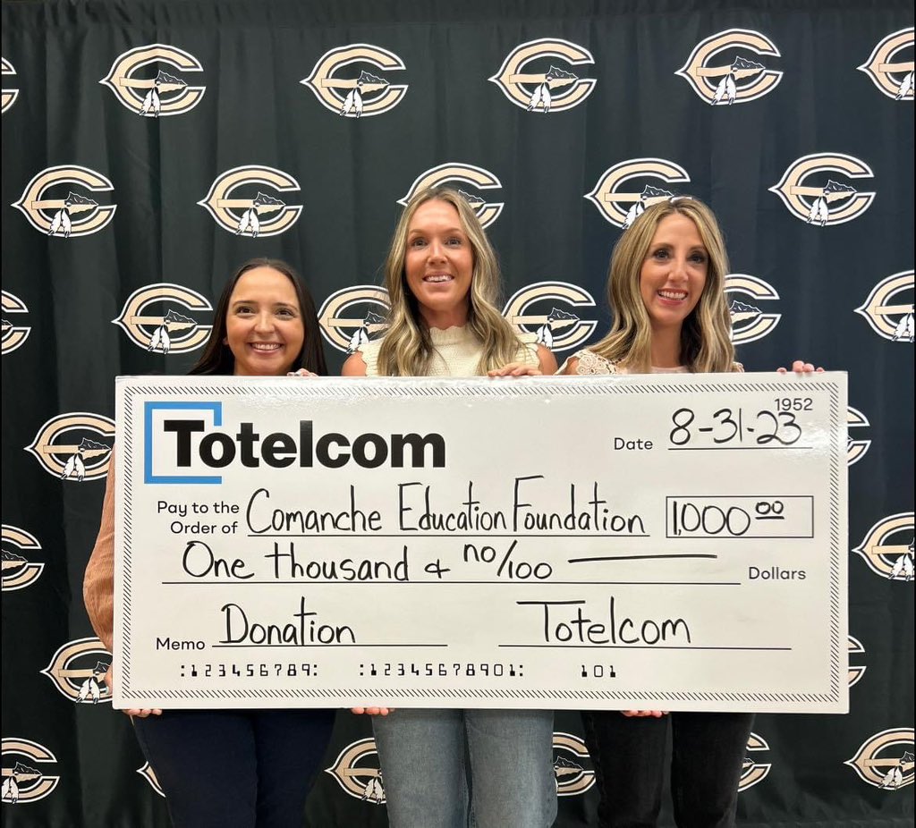 TotelcomLLC's tweet photo. We are proud to sponsor the Comanche Education Foundation! ✏️📚 https://t.co/3N3GHbyi1a