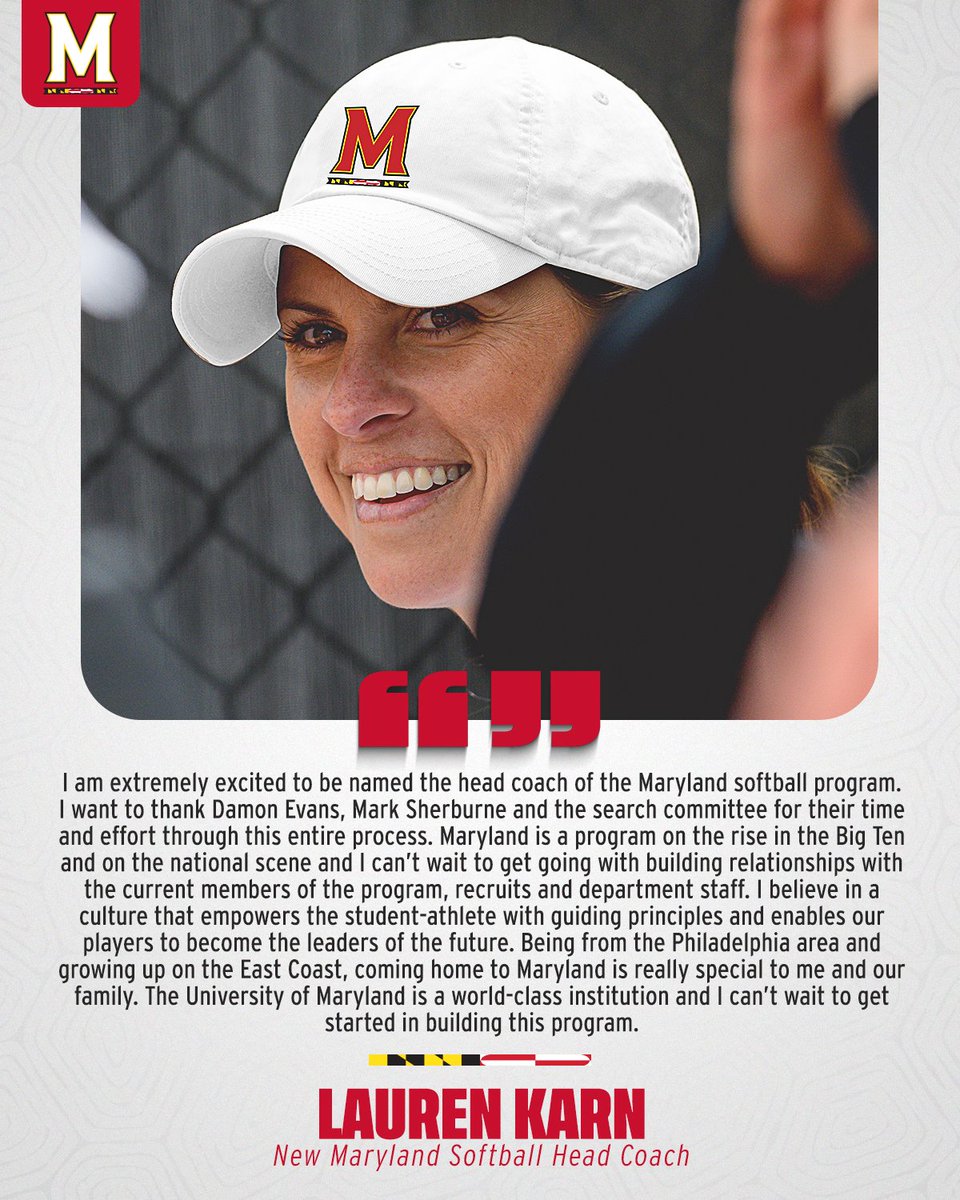 TerpsSoftball's tweet photo. First statement from @CoachLaurenKarn! 🗣️🐢 https://t.co/ALjff4My2s