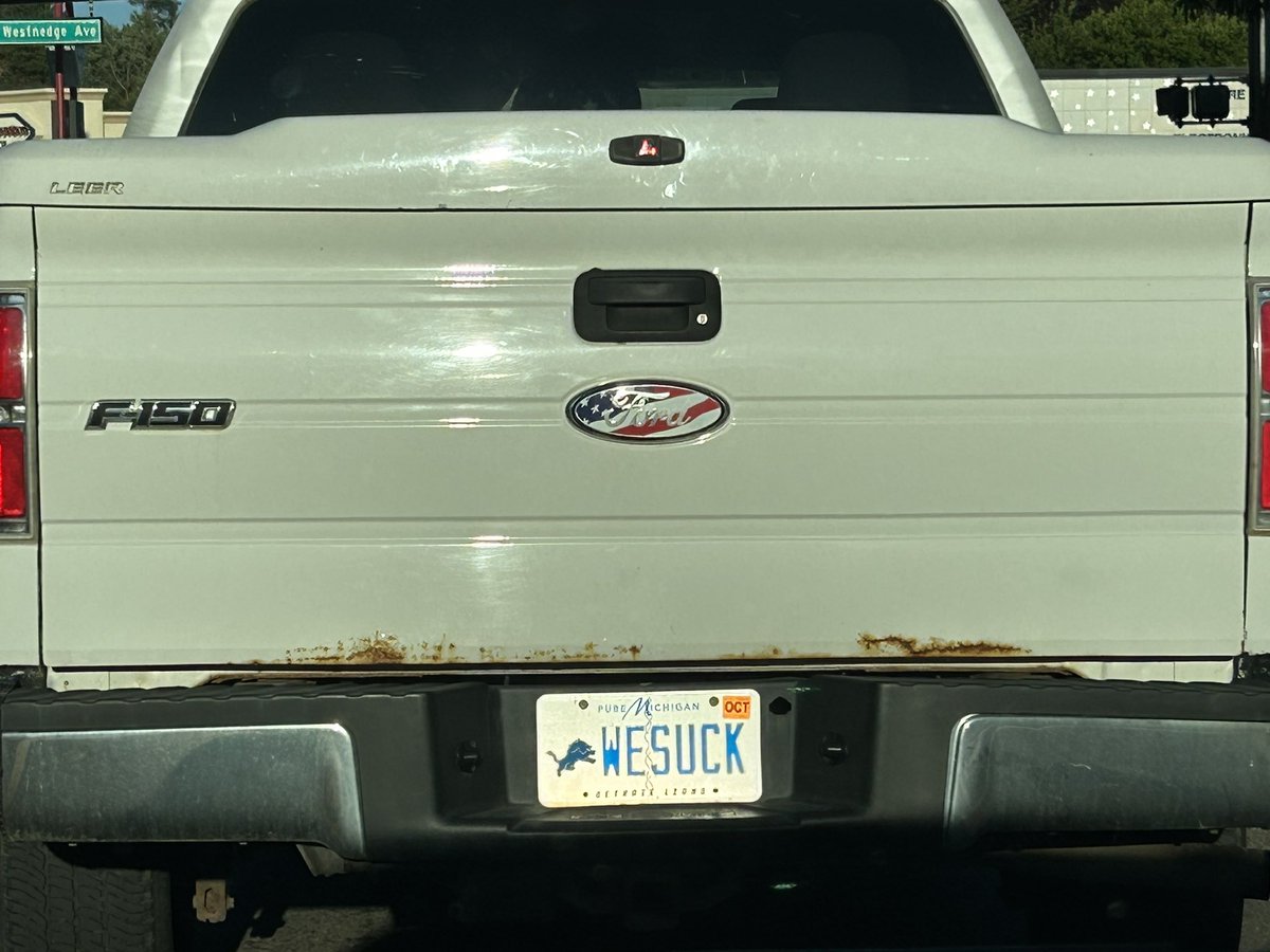 jeromytimmer's tweet photo. Check out this license plate owned by a self aware Lions fan. #Lions #DetroitLions #NFL https://t.co/6fHtRyOc5u
