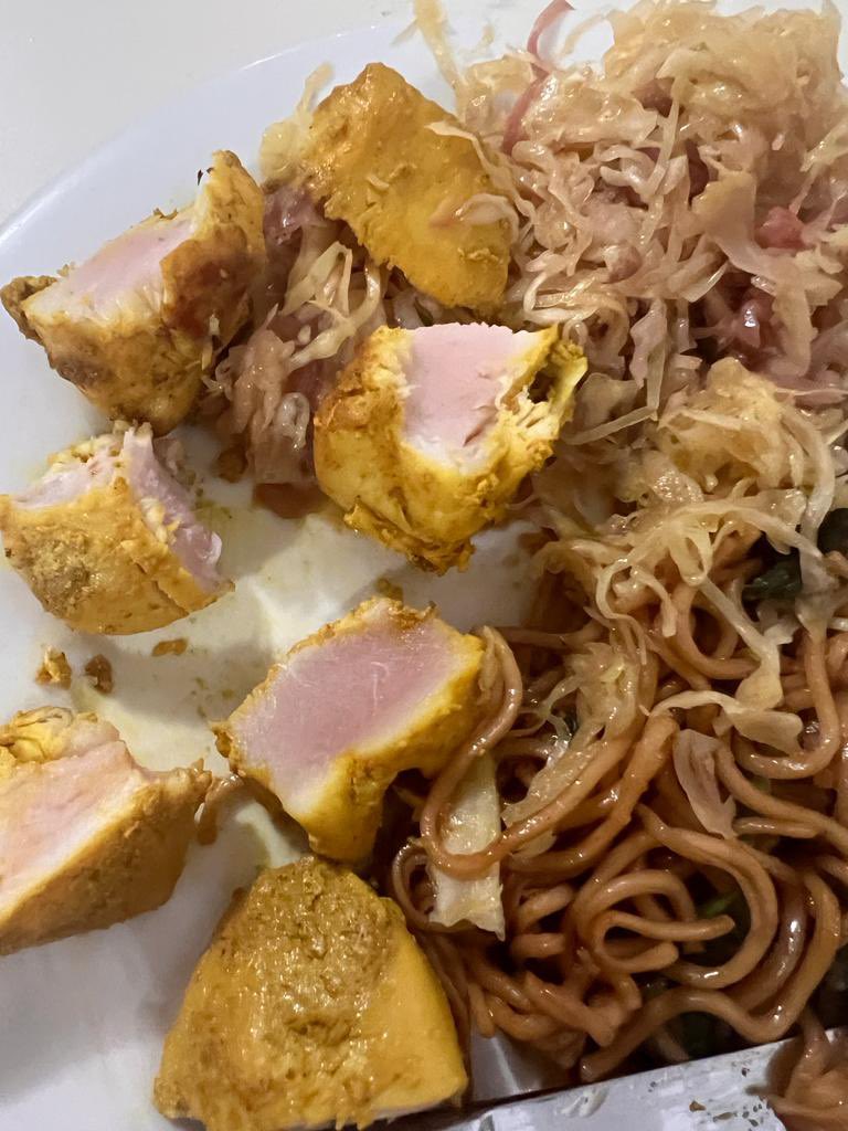 rogers_marina's tweet photo. @Hyatt can’t believe we’ve just been served this chicken at AluaSun Doblemar and when complained have been told that’s how the Spanish like their chicken #Salmonellafordinner #Foodpoisoning https://t.co/RyGk4jyo3r