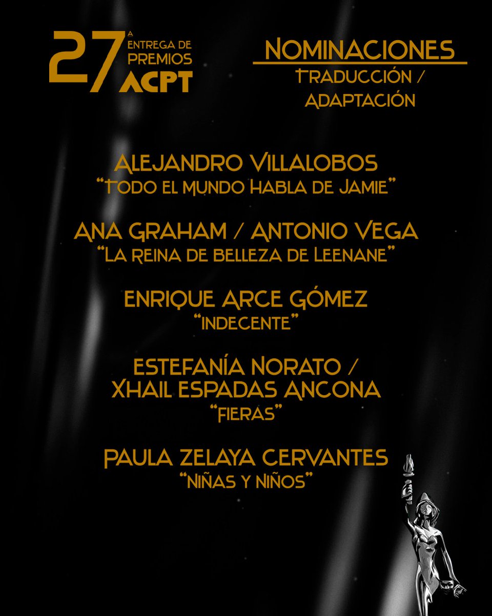 #ACPT 

✨ TRADUCCIÓN / ADAPTACIÓN ✨

#PREMIOSACPT2023 #PRESENCIAACPT