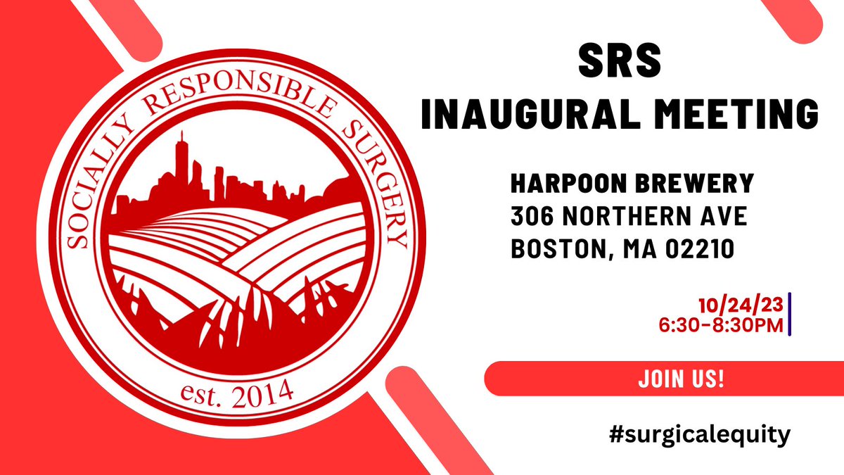 Registration for our National Meeting is LIVE at this link forms.gle/jWsy58cJRfvZKg…. 

This will be a social event, refreshments will be provided. We are so excited to meet #SurgicalEquity colleagues from across the nation. Space is limited, RSVP when you are sure you can attend!