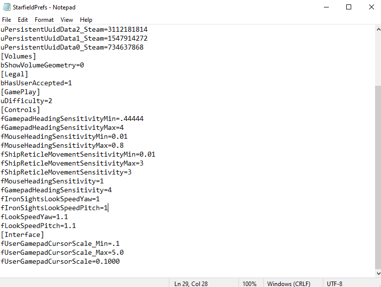If you need a high speed mouse setting in order to play games like I do, here is how to make Starfield more accessible on PC:

Search your computer for StarfieldPrefs.ini
Under [Controls] add fIronSightsLookSpeedYaw=1
fIronSightsLookSpeedPitch=1
fLookSpeedYaw=1.1
