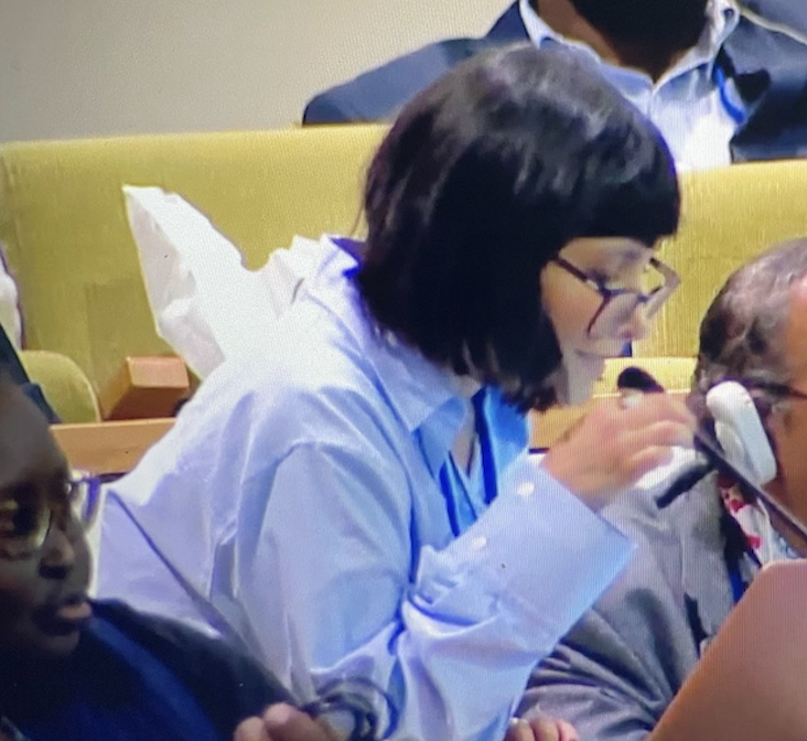 EFF's tweet photo. Recent research exposes a concerning trend: vague laws used to stifle dissent, hitting marginalized voice like women &amp; LGBTQIA+. Enhancing protections for vulnerable groups is essential at the #UNCybercrimeTreaty talks, @palomalacastro told delegates. https://t.co/zS62koerpz