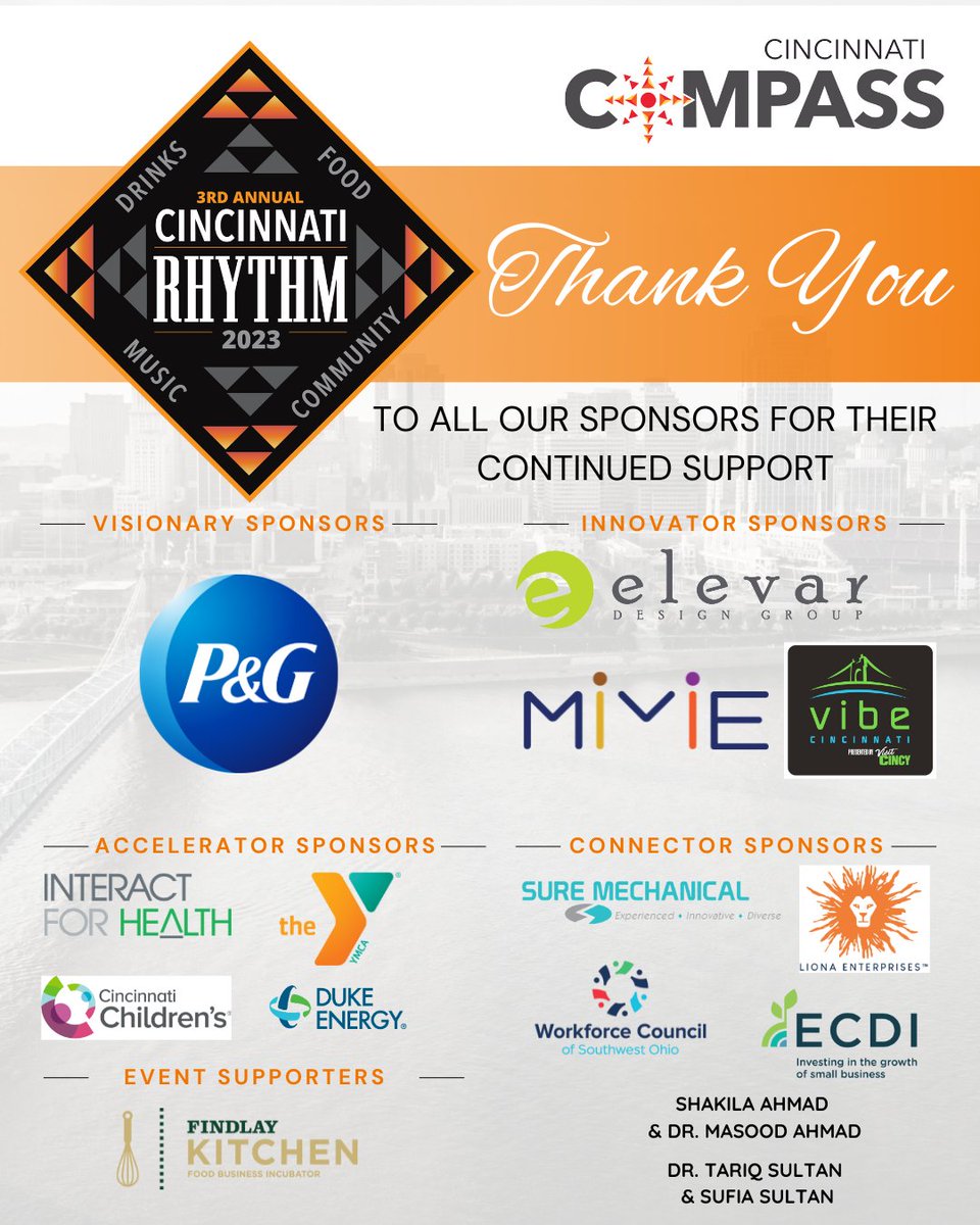 We are excited about our upcoming annual event and hope you can join us September 8th. We thank our sponsors who help make the event possible. Their support shows a commitment to creating a more vibrant, welcoming region. Register here: eventbrite.com/e/cincinnati-c…