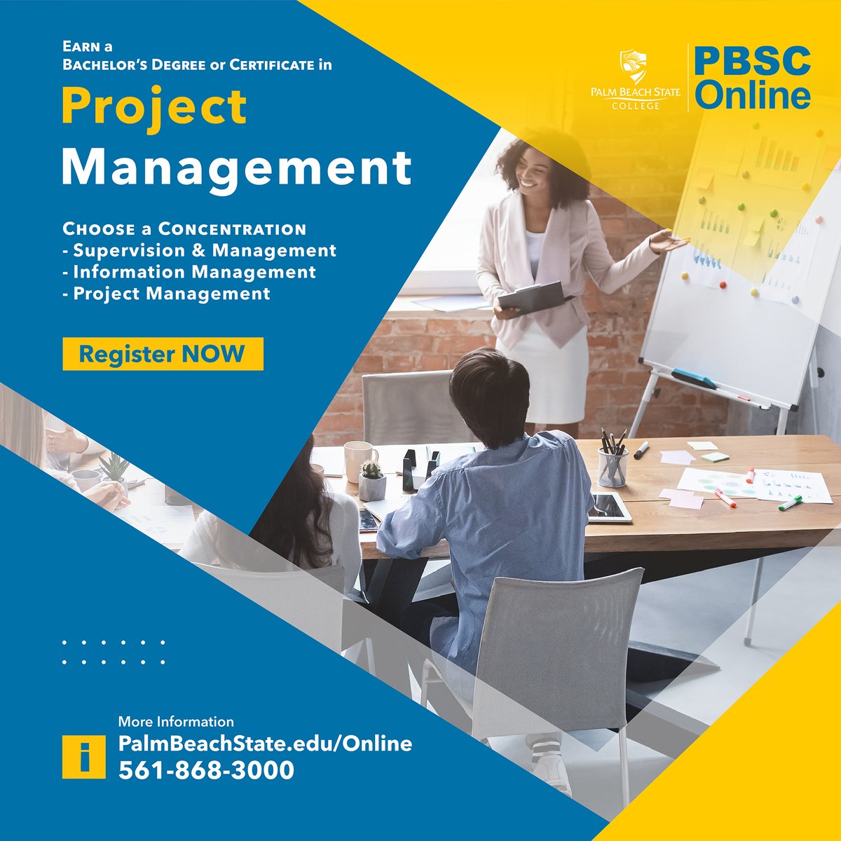 PBSC_Online's tweet image. Earn a Bachelor's Degree or Certificate in Project Management. Choose your concentration - Supervision & Mgmnt, Information Management, or Project Management.
PalmBeachState.edu/Online
561-868-3000
#ApplicationProgrammer #NetworkAdministrator #DatabaseAdministrator #SystemsAnalyst