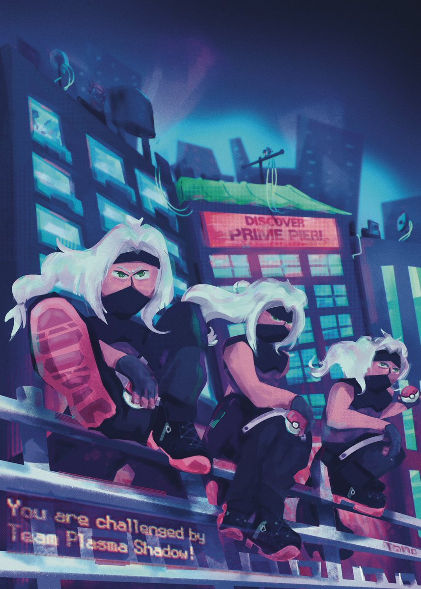 KTOMOART's tweet photo. Very late in posting this on the bird App, BUT I did a piece for the @pkmnbwzine Love Letter to Unova Pokémon zine, introducing the Shadow Triad in Castelia City! https://t.co/sWKZEcNgkP