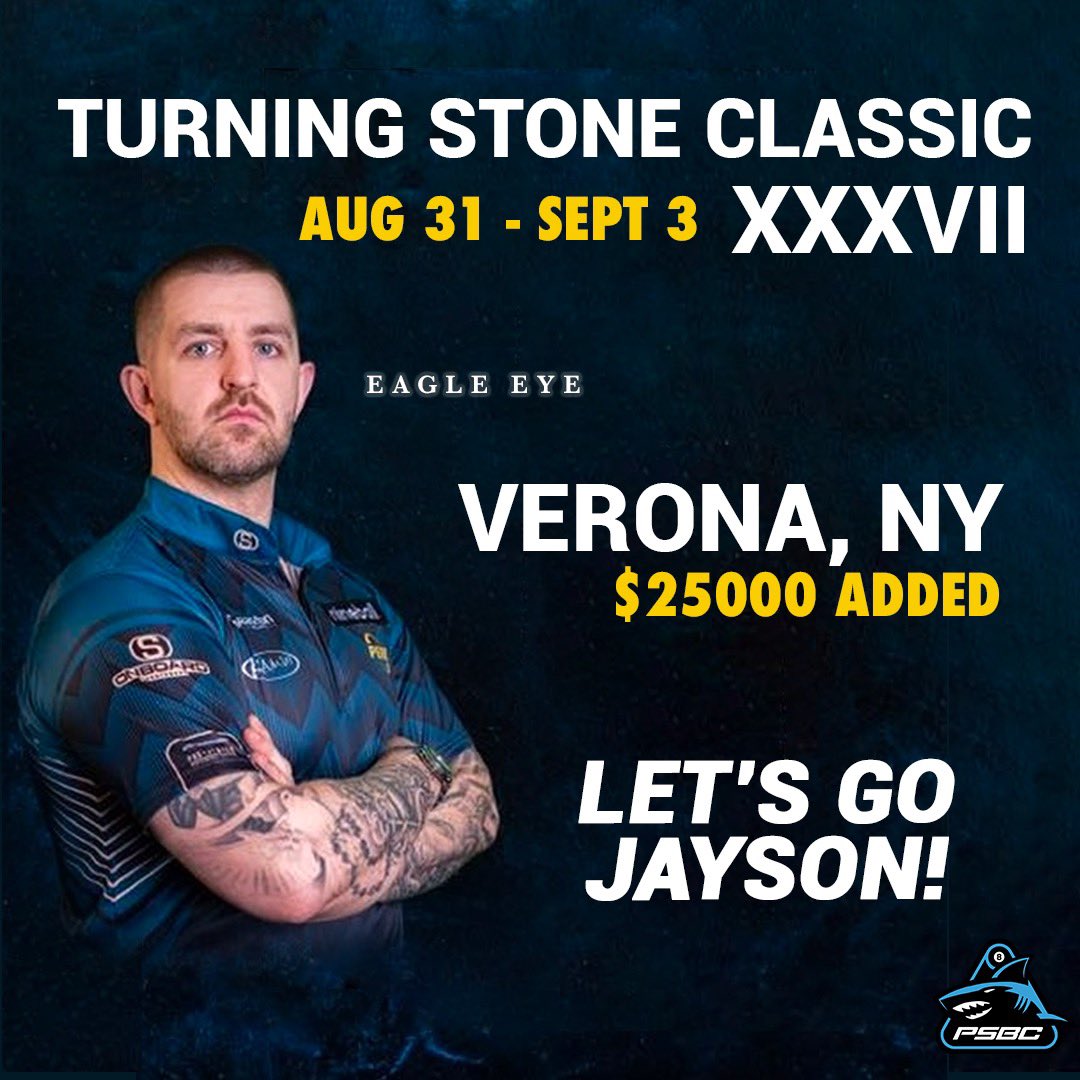 PSBC pro and 3x reigning champ Jayson Shaw is set to defend his title at the Turning Stone Classic XXXVII! His first match is live at onsitepool.com/upstateal/tabl…