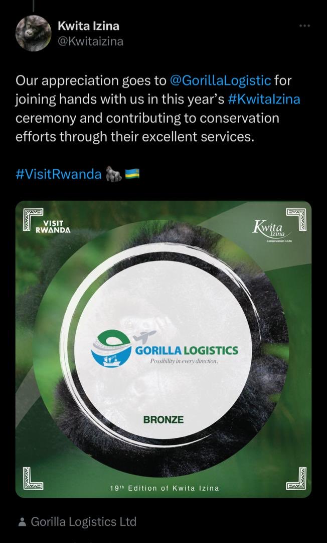 Seka_Fred_'s tweet photo. visitRwanda and same time you can visit  Gorilla Logistics ltd as your best forwarder in Rwanda https://t.co/AzNEYHVUTu