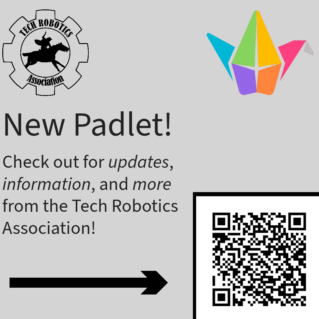 techroboticsorg's tweet image. We have created a Padlet that will contain useful information, updates, and resources for our organization members and community! Check it out!
#techrobotics #firstrobotics #vexrobotics #legorobotics #robotics