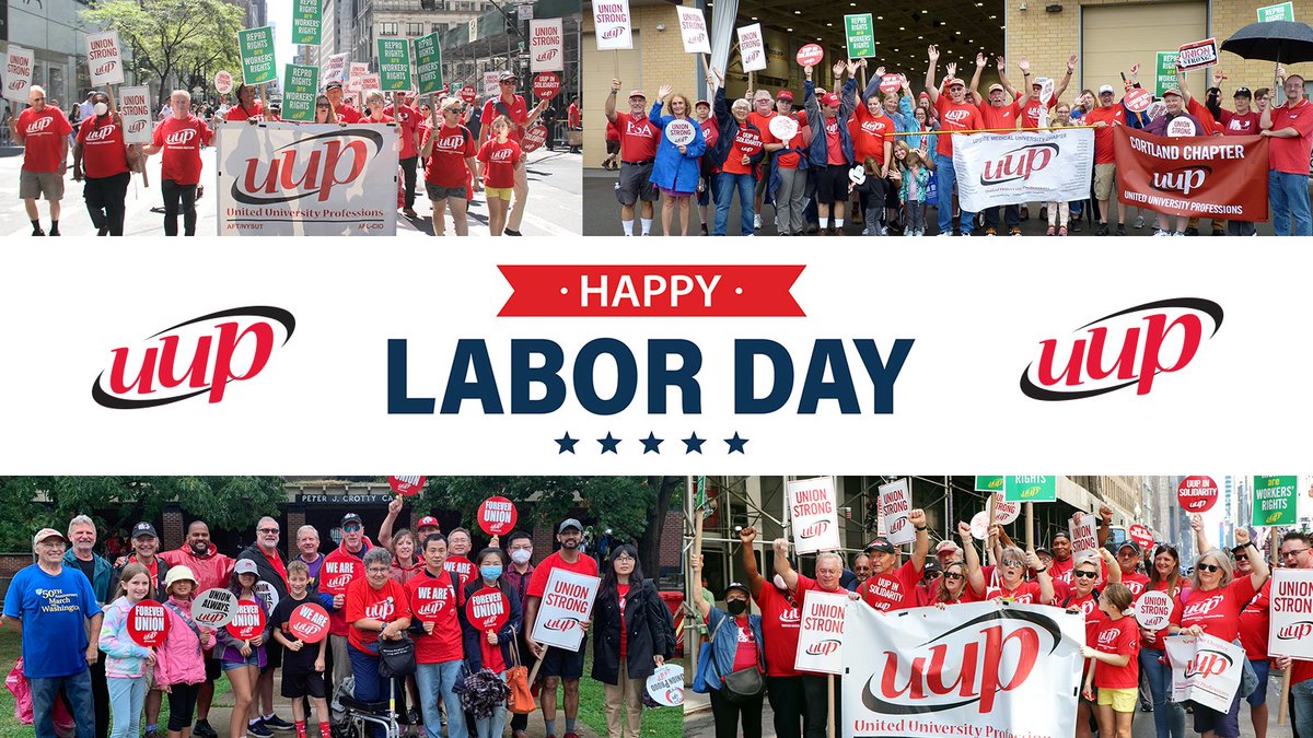 Happy Labor Day! UUP members are celebrating across the state today and throughout the week. We hope to see you at an event this week to celebrate together! #LaborDay #UnionStrong #UUPStrong