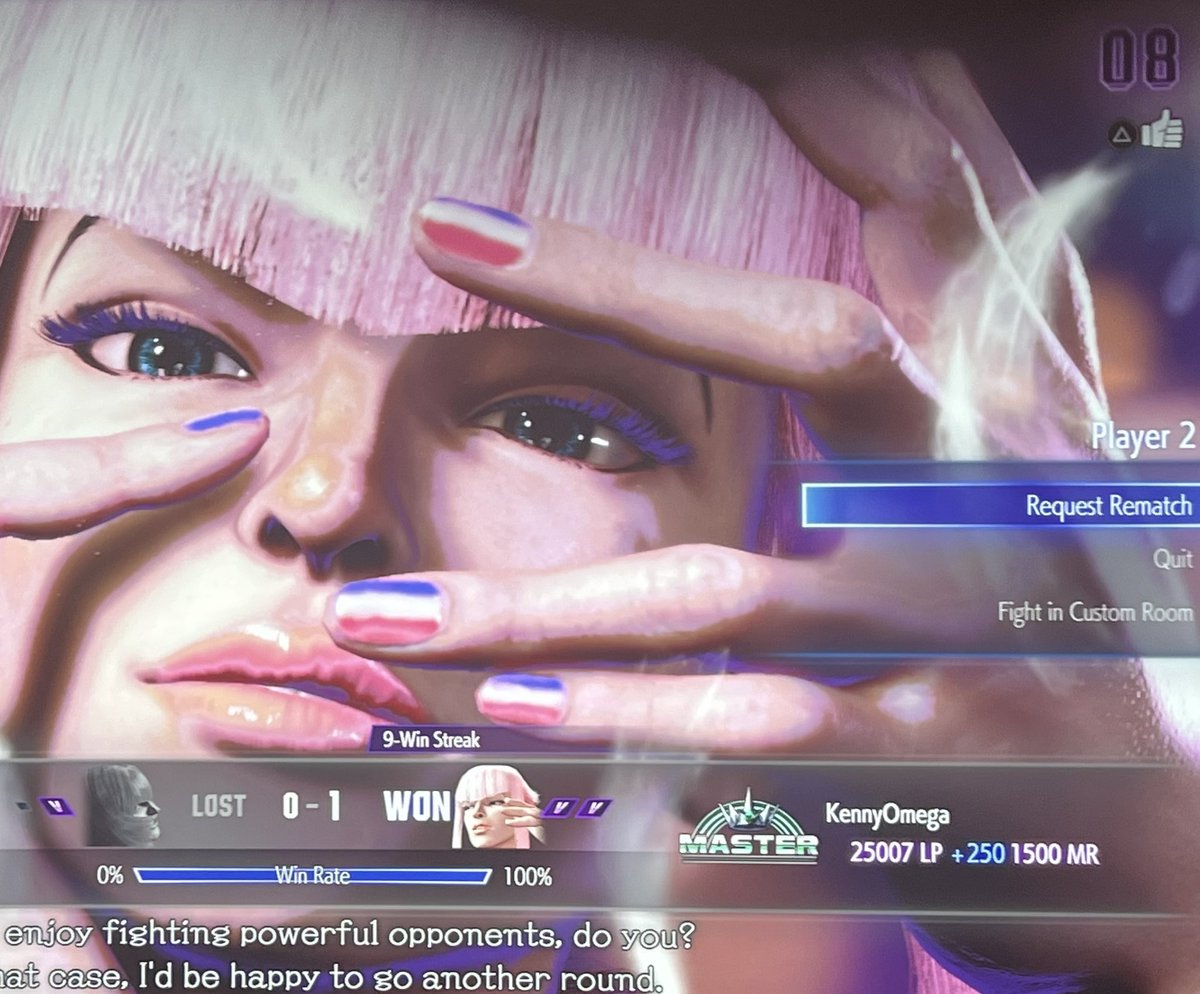 KennyOmegamanX's tweet photo. The Smurf accounts, the cracked beta players, the top tiers, the mental anguish. Lastly, my 25% win rate - makes Master rank all worth it. 

Shout outs to @WSOLogan for pushing me to commit. 

I bid you adieu! #StreetFighter6 https://t.co/u7anSsQS3w