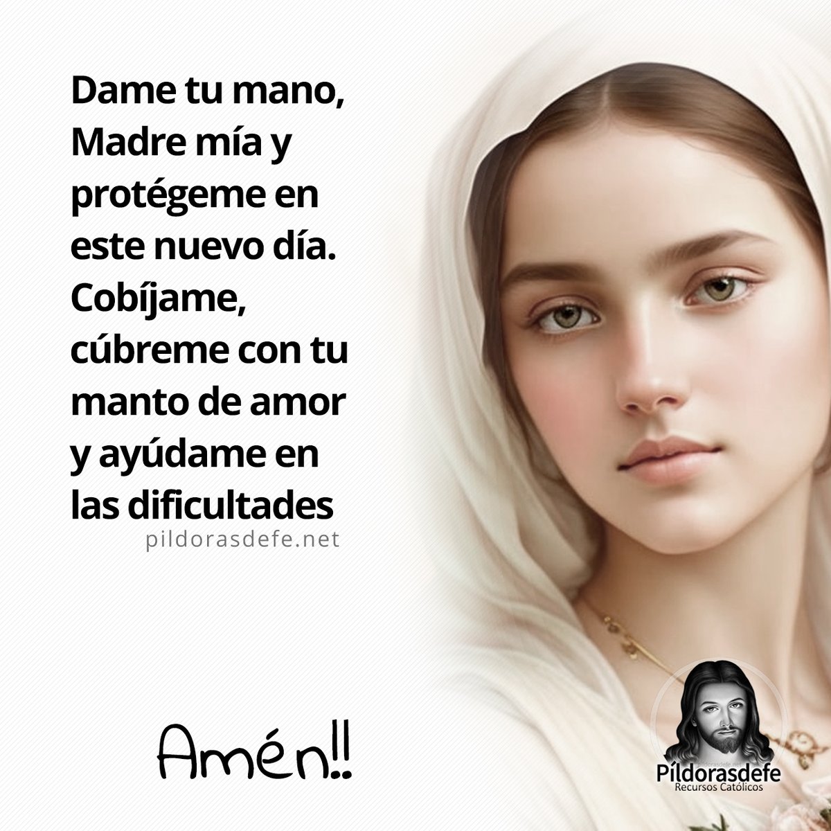 Pildorasdefe's tweet image. 💫 Guíanos, Dulce Madre de Dios, a través de los desafíos que vamos a afrontar en este nuevo día. Nos cobijamos bajo tu manto para sentir tu amorosa protección de madre en este nuevo día.
