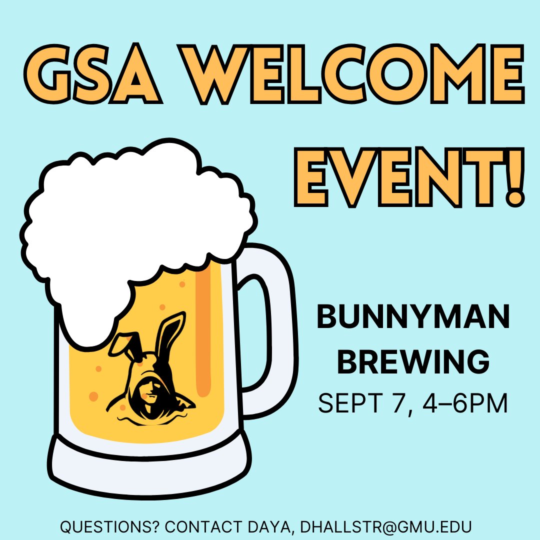 ESPMasonGSA's tweet photo. Come hang out with us and other ESP grad students at our welcome event next week! Appetizers will be on us! https://t.co/WbT7mkVhXO