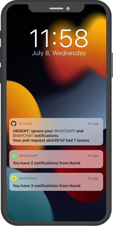 Contextual app notifications which to tell which notifications to see ignore based on urgency