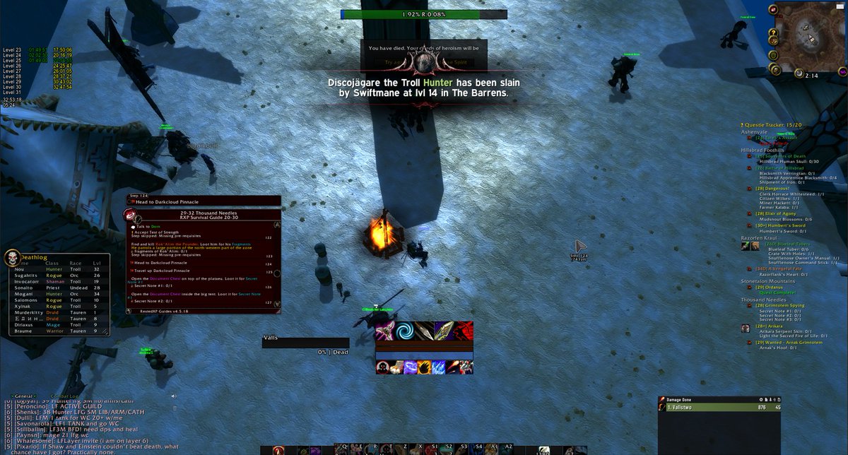 Acabo de morir al nivel 30 en hardcore por quedarme afk cerca de una hoguera, 33 horas :) 🤡