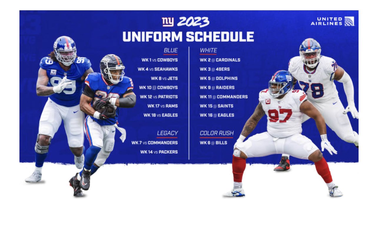 Doug Rush on X: The Giants have released their uniform schedule