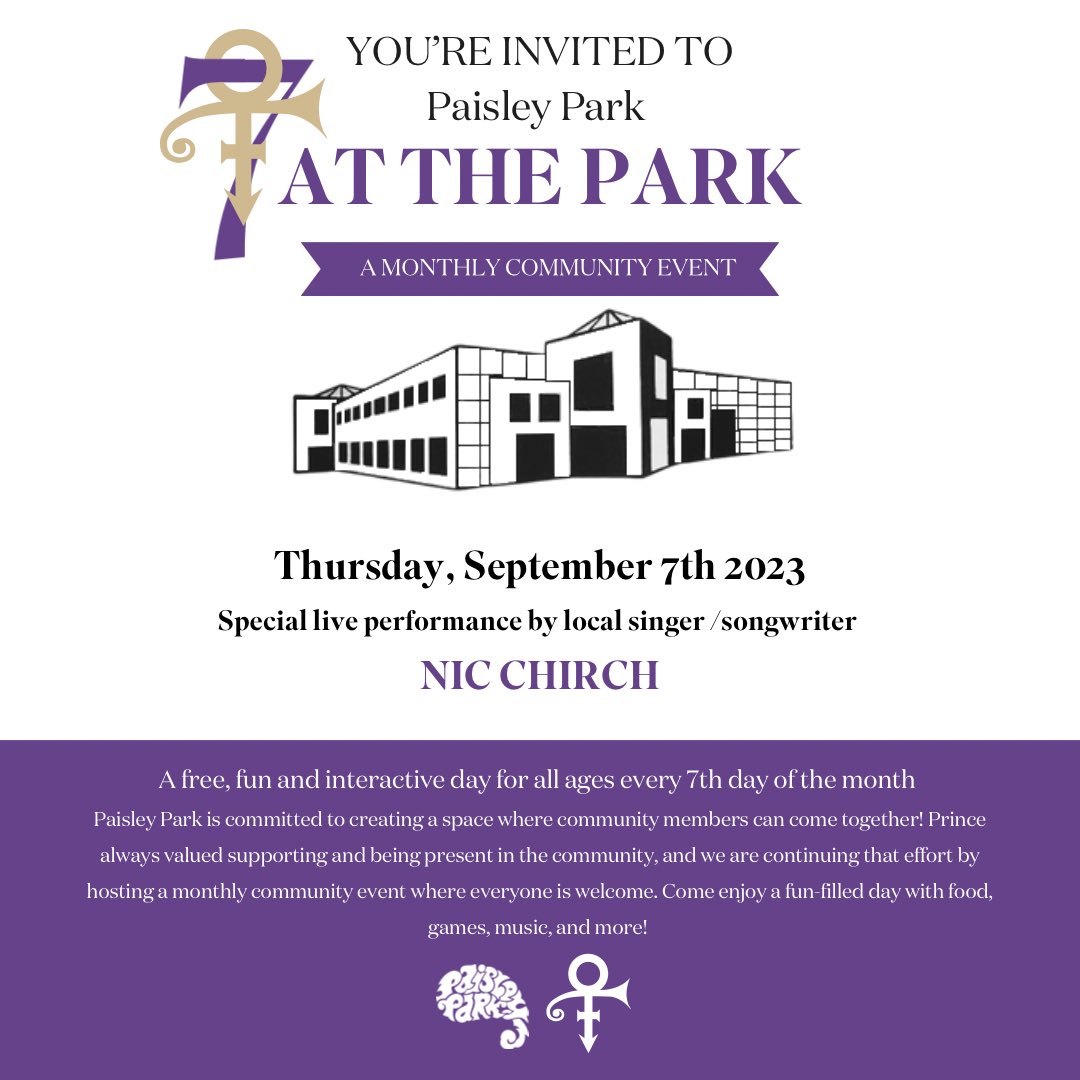 Come join us on September 7th for a day full of food, games, and music!!! 💜💜 #paisleypark #prince4ever