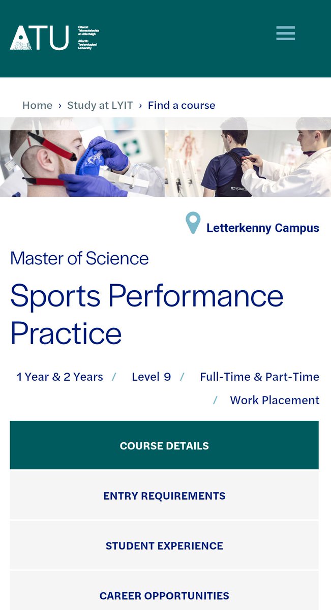 Rónán Doherty (@theronandoherty) on Twitter photo Sports graduates, coaches, teachers, athletes...
Still time to apply 👀
<a href="/ATUDonegal_/">ATU Donegal</a> MSc Sports Performance Practice
A unique opportunity to put theory into practice!
Course details:
lyit.ie/CourseDetails/… Sports graduates, coaches, teachers, athletes...
Still time to apply 👀
<a href="/ATUDonegal_/">ATU Donegal</a> MSc Sports Performance Practice
A unique opportunity to put theory into practice!
Course details:
lyit.ie/CourseDetails/…