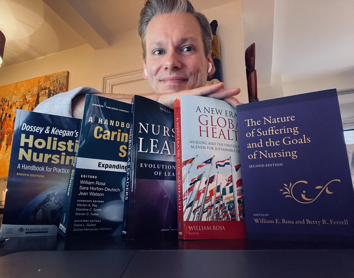 Feeling reflective today about my nursing journey… 5 books since 2017 marking my changing thoughts & contributions to the field & to society. So grateful to do this work & to have collaborated with so many dear mentors & friends along the way. ❤️🙏🌎📗📘📙📚