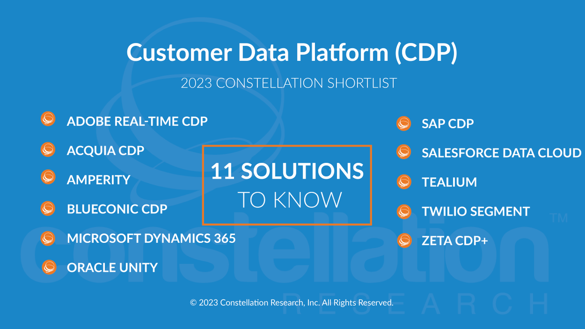 constellationr's tweet photo. Congrats to the companies listed on the Constellation ShortList for Customer Data Platform (CDP) by @lizkmiller https://t.co/OE2jgTNkXZ @acquia @Adobe @amperity @BlueConic @Microsoft365 @Oracle @SAP @Salesforce @tealium @twilio @ZetaGlobal https://t.co/L8PQLWSx14