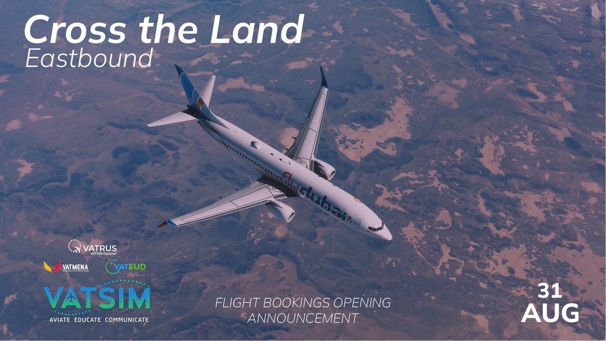 Calling all captains! Cross the Land is just around the corner 📝
Slots are available for booking today, August 31, at 23:59 UTC!  
📰Read our latest post regarding this here: vats.im/ctl_bookings

#VATSIM #CrosstheLand #CTL23E