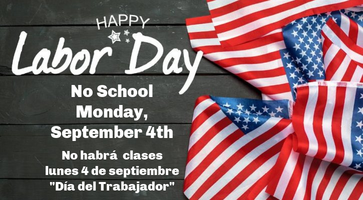 No school Monday, September 4th.