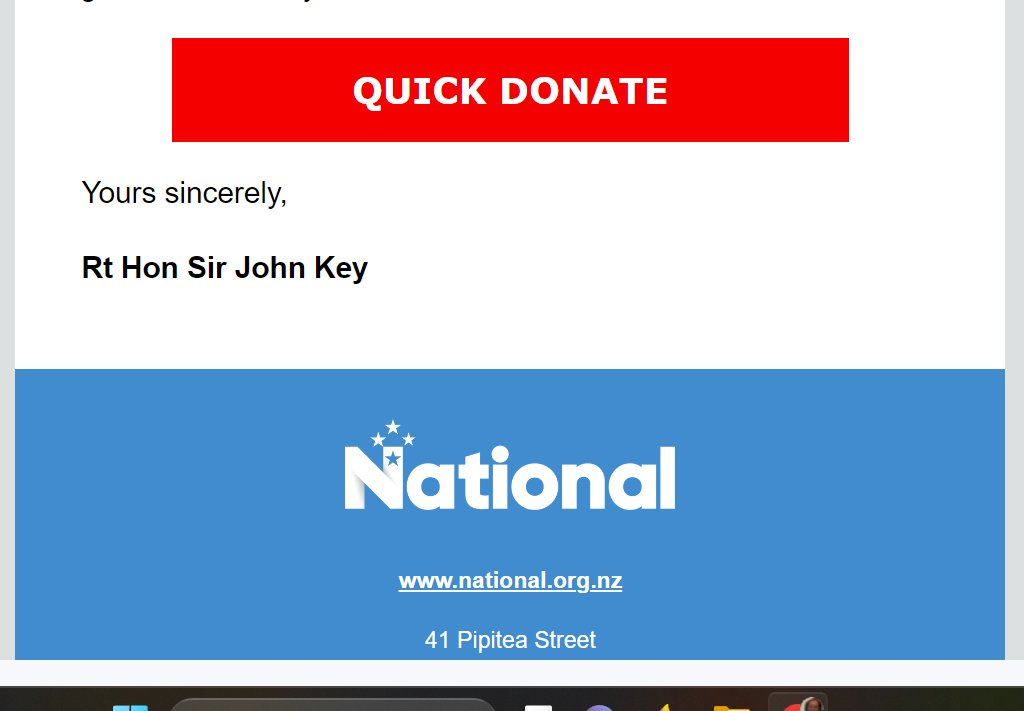 VeronicaGlamis's tweet image. A very desperate looking @NZNationalParty have been forced to trot out John Key to beg for donations.  Obviously they no longer have any faith in #Balderdash @chrisluxonmp