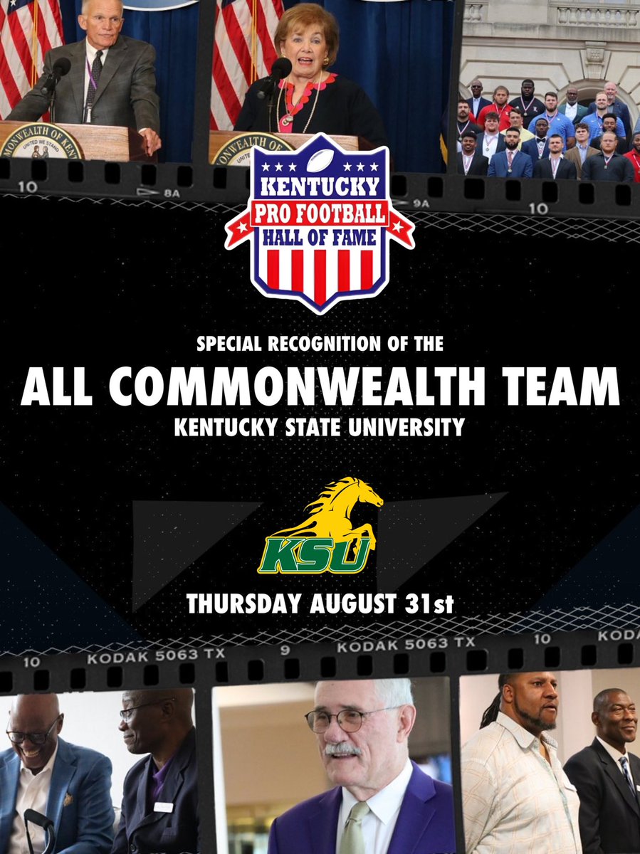 BlantonCollier's tweet photo. The Kentucky Pro Football Hall of Fame will recognize members of the All Commonwealth Team this evening at these featured games: 

Morehead State vs. West Virginia State 6:00 p.m.

Kentucky State University vs. Clark Atlanta 7:00 p.m. https://t.co/zHTZnDhupc