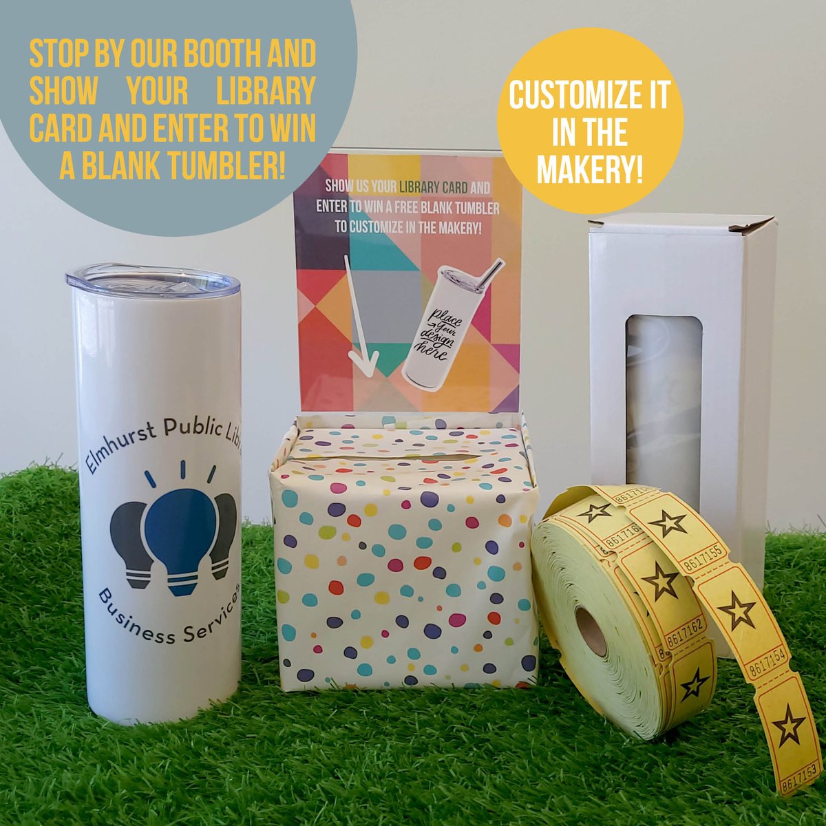 Visit us at the Farmers Market on Wednesday, Sept. 6! Show us your library card and enter to win a free blank tumbler to customize in the Makery!