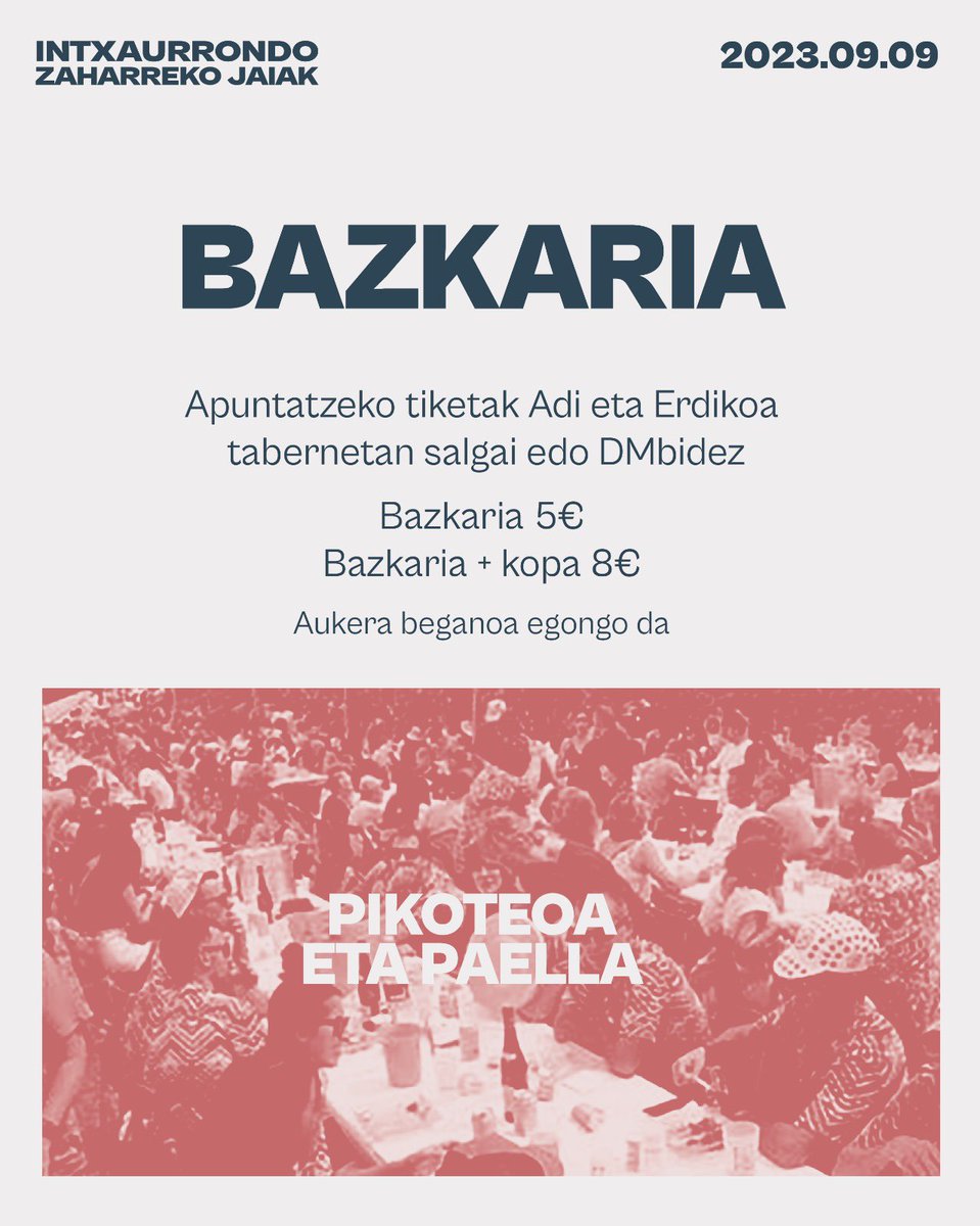 MALDAasanblada's tweet photo. 🪩INTXAURRONDO ZAHARREKO JAIAK🪩
2023.09.09
14:00-♾️
Izen-ematea DM https://t.co/TV3h1H2nE6