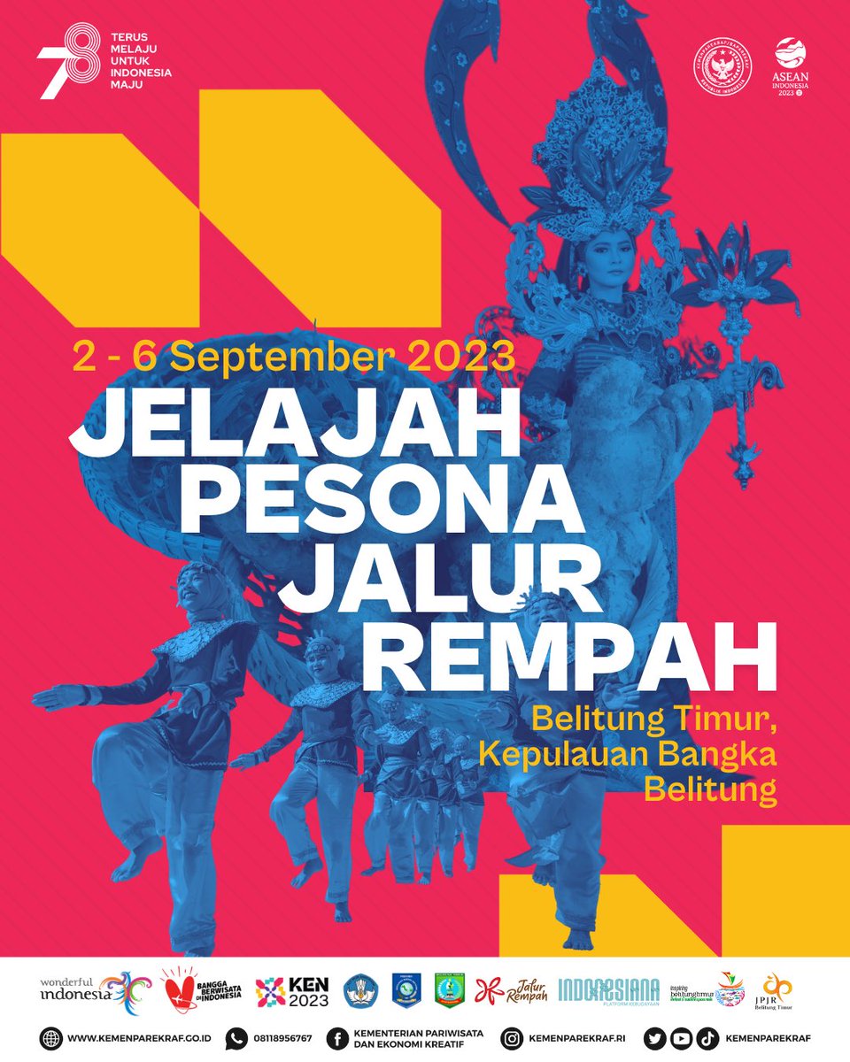 KemenPariwisata's tweet photo. Di event ini bakal ada pertunjukan dari suku laut yang tempat tinggalnya berpindah-pindah?! Suku air kah?! 😱💦

Yukk, kita saksikan budaya otentiknya di
⛵️ Jelajah Pesona Jalur Rempah! 🌊

Dengan tema "Jejak Peradaban Urang Laut Belitung Timur", event ini akan mengajak kamu napak tilas sejarah peradaban dan budaya rempah nusantara oleh Urang Laut, alias Suku Sawang di Belitung Timur! ⛵️

Suku Sawang itu terkenal sebagai sosok nelayan dan penyelam andal, lho! 🏊🪸