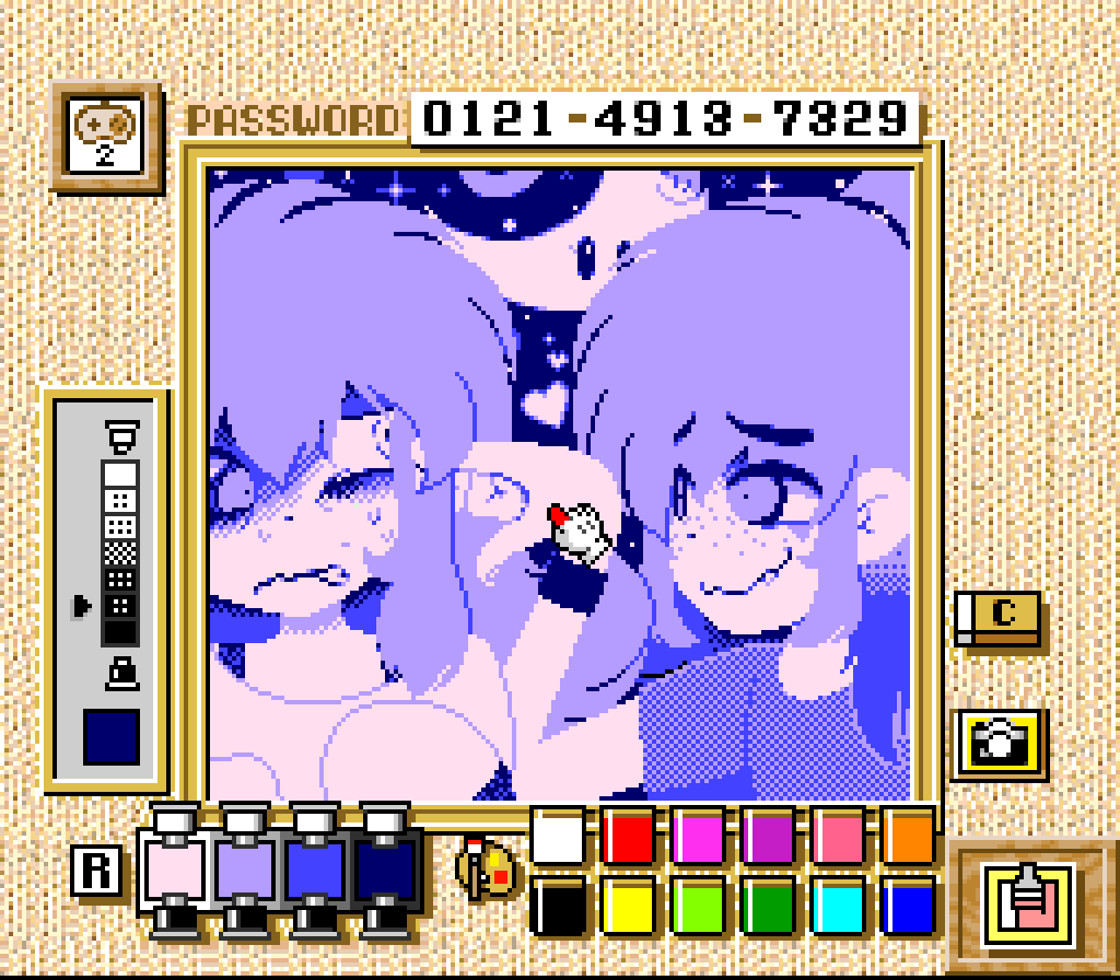 BlueKiddHazel's tweet photo. Okay, so I kiiind of cheated with this challenge and just straight up put my char's in a Super Game Boy 2. Unsure if I followed the SGB's "unique" color rules properly, but I already shattered a few rules, what's a few more?
(Actual palette in comments)
#PixelArt #GameBoyPalette https://t.co/VQ79x4uyQM