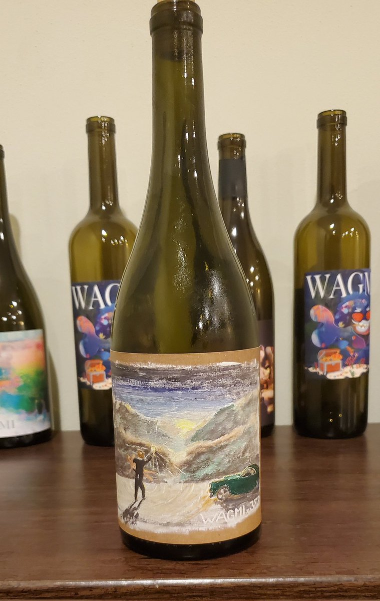 Sippin on a 3series chardonnay from <a href="/wagmiwine/">🍷Wagmi Wines - Tezos NFTs🍷</a> , love the <a href="/thr33som3s/">thr33som3s</a> art on this one 🍷
