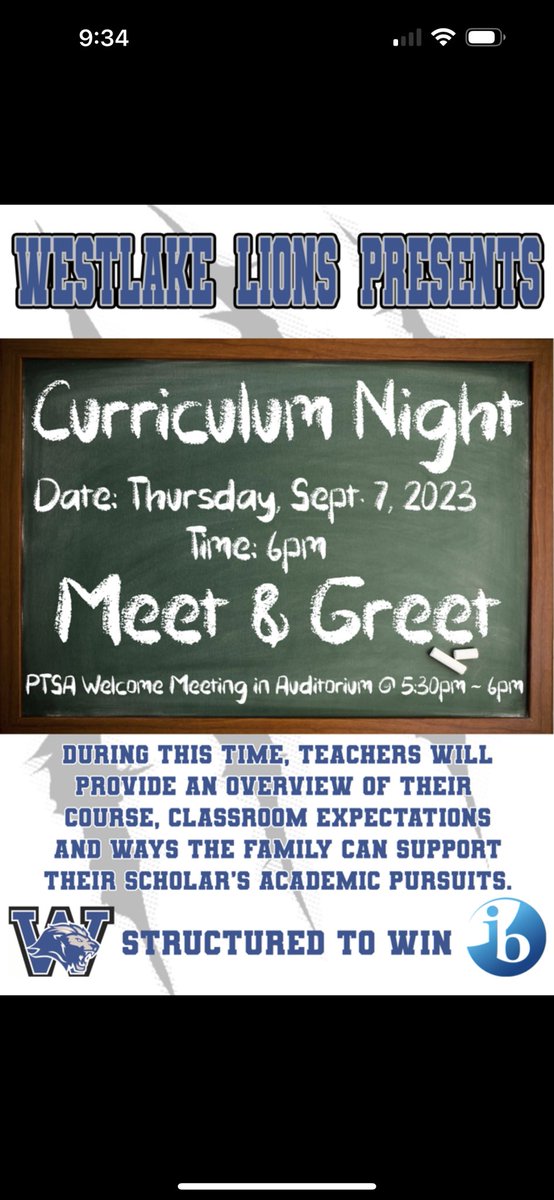 LadyWoodhouse23's tweet photo. Alright Westlake Families, Curriculum Night is happening next Thursday, September 7th at 6PM. 📚Please don’t miss the opportunity to Meet & Greet with the staff! 🏫We look forward to seeing you there! 💪🏾💙 #StructuredToWIN #ONEWestlake #CurriculumNight2023 @JarvisAdamsEdu https://t.co/LsqxCkm6pH