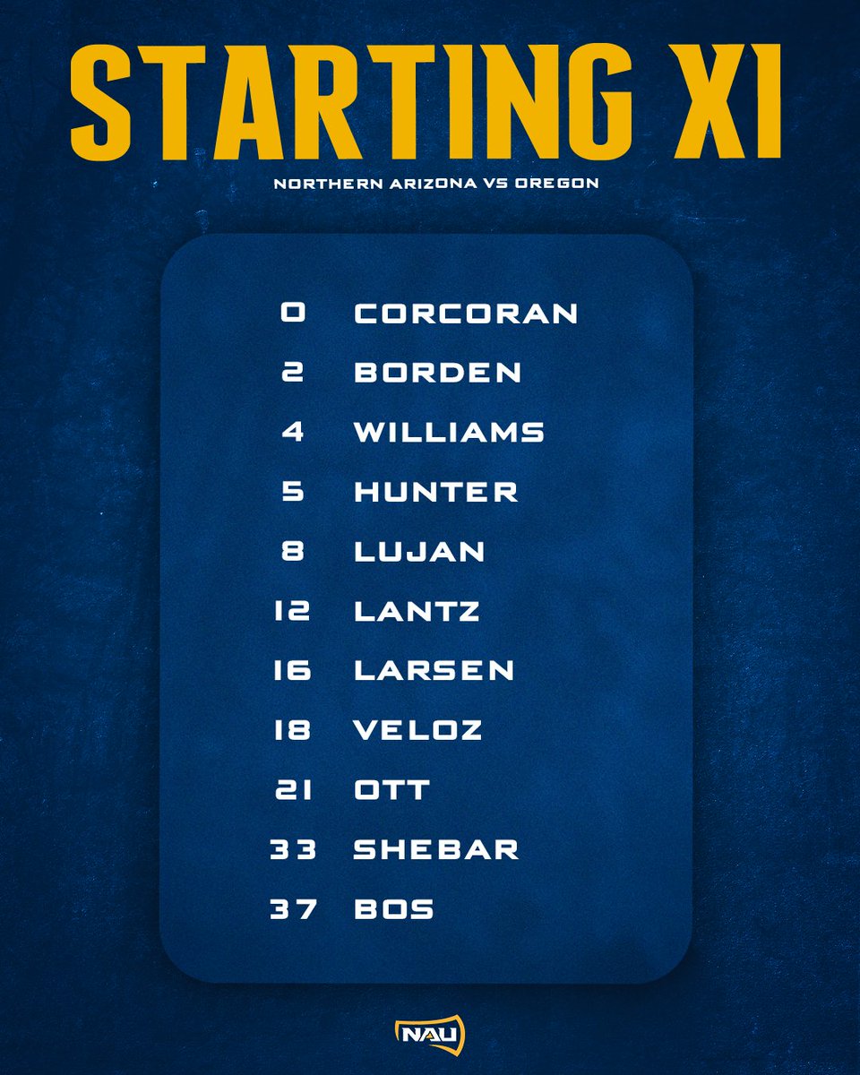 NAUSoccer_'s tweet photo. 15 minutes until kick off, here's our starting lineup!

#RaiseTheFlag | #BigSkySoccer https://t.co/IWlYcf0HuY