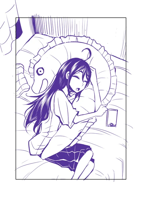 商業用の時に描いたおねんね田所さんのラフ 