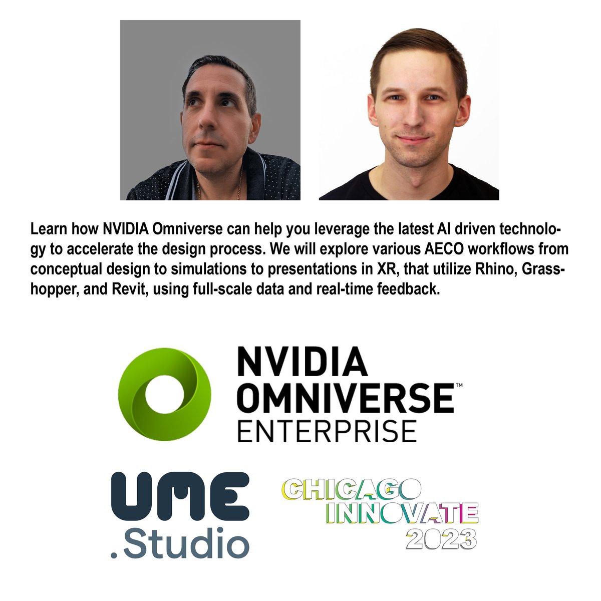 Want to leverage AI with in your design process, we have another cool workshop!!

@nvidiaomniverse  will be conducting a hybrid workshop!

eventbrite.com/e/omniverse-de…

#chicagoinnovate #aec #bim #ai #AEC2023 #design #umestudio #revit #rhino3d