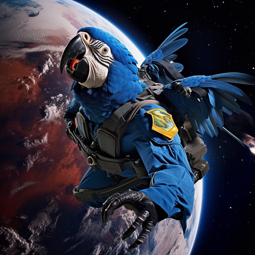 wildworkNFT's tweet photo. "Nas asas das araras, encontramos o eco silencioso do cosmos, um convite para transcender limites e dançar na sinfonia das estrelas."
.🚀🪐🦜😎💫

#ExploraçãoCosmica #nft #nfts #openseanft #opensea #macaw #descobertainfinita https://t.co/vlKKSnjqzM https://t.co/dpU0eVnvFs
