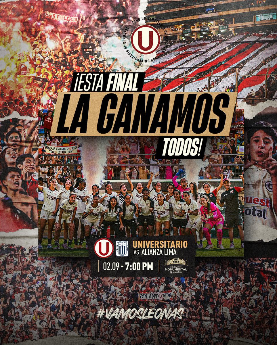 FutFemeninoU's tweet photo. 𝗛𝗔𝗚𝗔𝗠𝗢𝗦 𝗛𝗜𝗦𝗧𝗢𝗥𝗜𝗔 𝗝Ⓤ𝗡𝗧𝗢𝗦 🙌 

Este sábado podemos afianzarnos como las más campeonas del Perú y batir más de un récord de asistencia.

🎟️ ¡A llenar el estadio! ▶ https://t.co/5lcyU8yuqu

¡Con la fe intacta! 

#VamosLeonas https://t.co/rb5Dgpjvtv