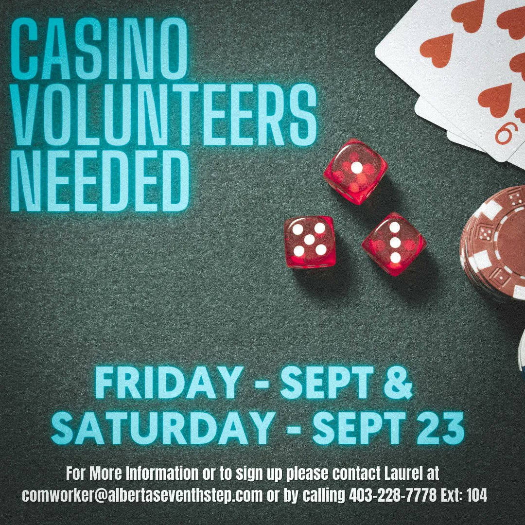 alberta_step's tweet image. We are running our #casinonight and need #volunteers! #AB7thStep