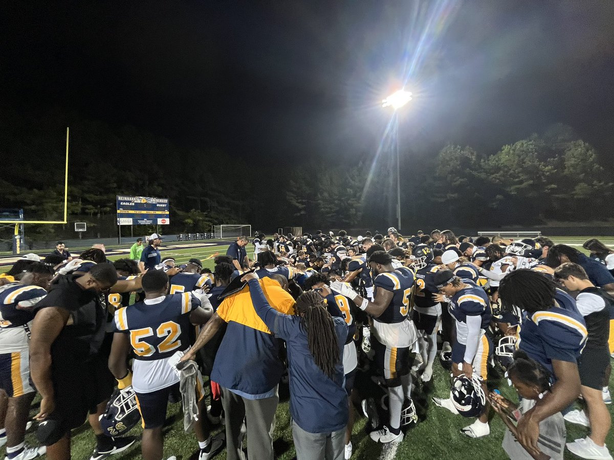 Congratulations to our young men on a 35-3 win over a very tough Faulkner University football team. No better way to open up the season! What a great team effort; our guys showed grit, perseverance, and resilience throughout the entire night!  #REINHARDTFOOTBALL #PTP