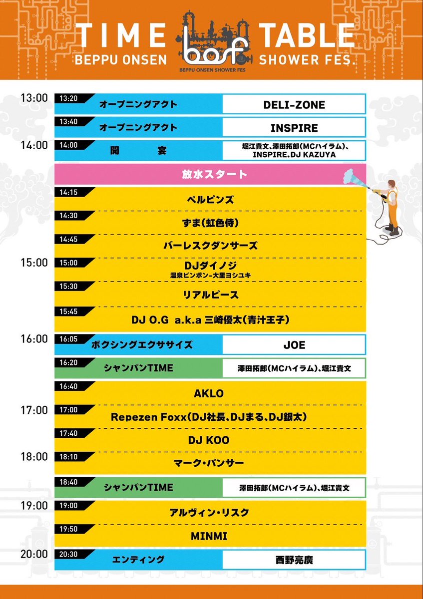 MINMI_Staff's tweet photo. 【LIVE情報】

9月9日(土)別府お湯かけフェス #BOSF23 に出演します♨️✨

ビーチでおよそ1,000トンのお湯を浴び続けながら音楽に浸る
別府ならではの音楽フェスです🚿
 チケットは「チケットぴあ」で購入できます🎫

▼詳細はこちら
https://t.co/xbgvoMQZki

@minmidesu @bosf_official https://t.co/1YH1ynEfyu
