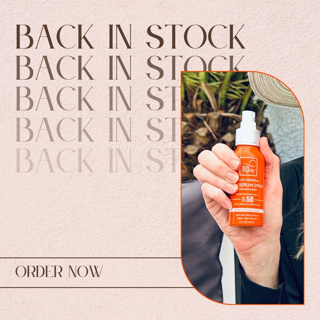 It's back!!!  Our Milky Mineral Sun Serum for Face &amp; Body with SPF 50 protection and added serum benefits is restocked! #Suntegrity #SPF50